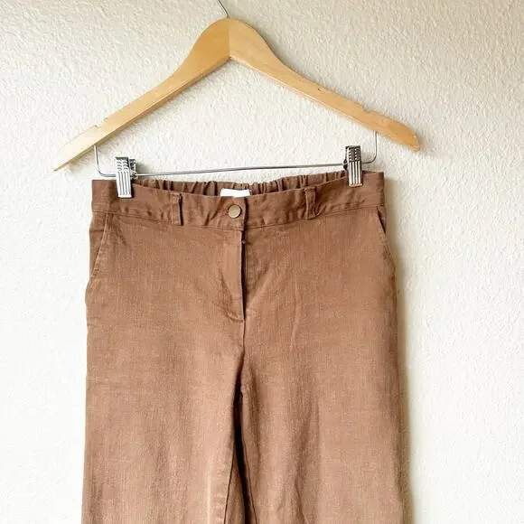 Oak + Fort Brown Wide Leg Raw Hem Pants sz M - Picture 2 of 8